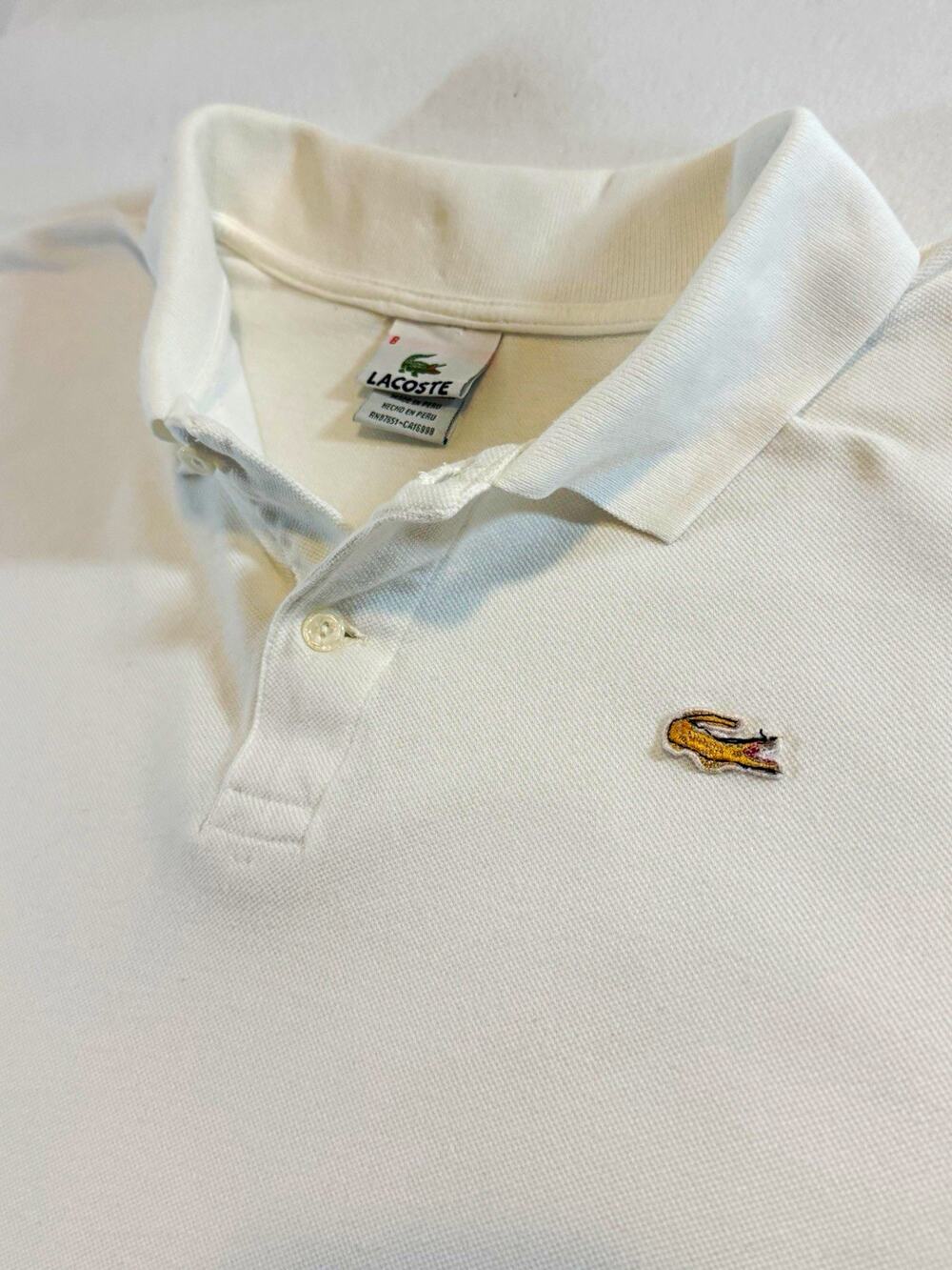 Lacoste Men’s 2XL White Long Sleeve Polo Linen Cotton Knit Embroidered Logo Golf